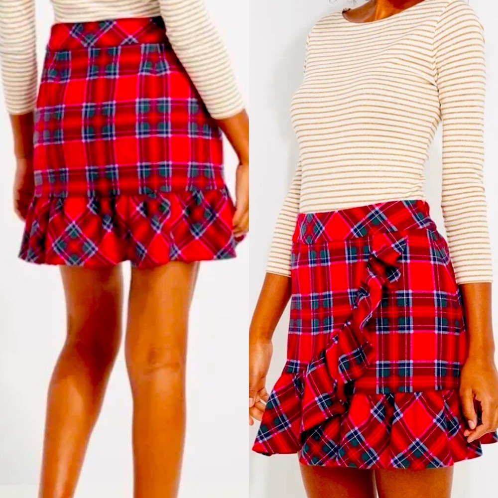 🔥 NWT VINEYARD VINES PLAID HOLIDAY PREPPY RUFFLE SKIRT RETAIL: $128